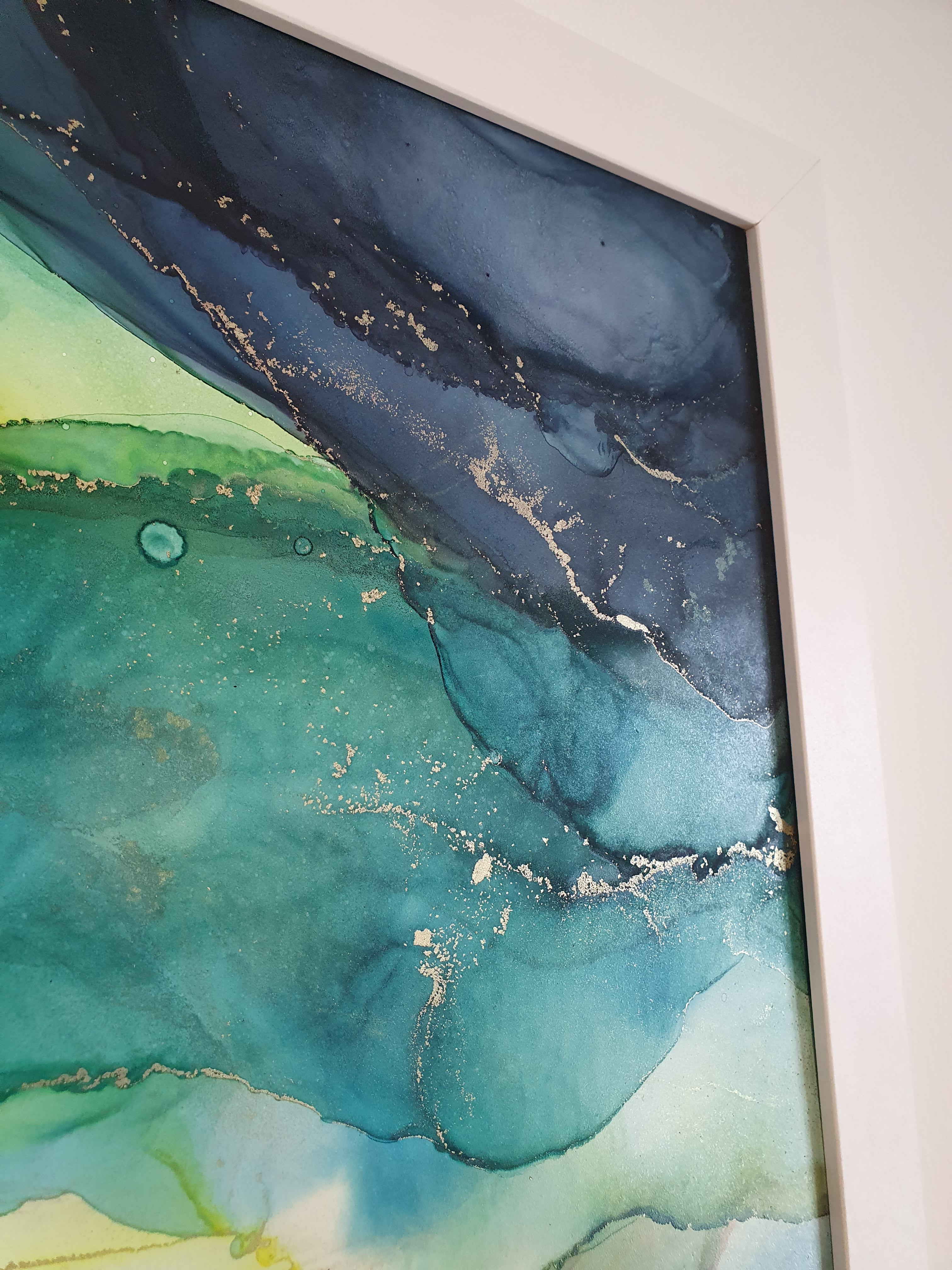 Lichtspalt | 42x29.7cm | Kunstwerk aus Alkoholtinte & Gold Highlights