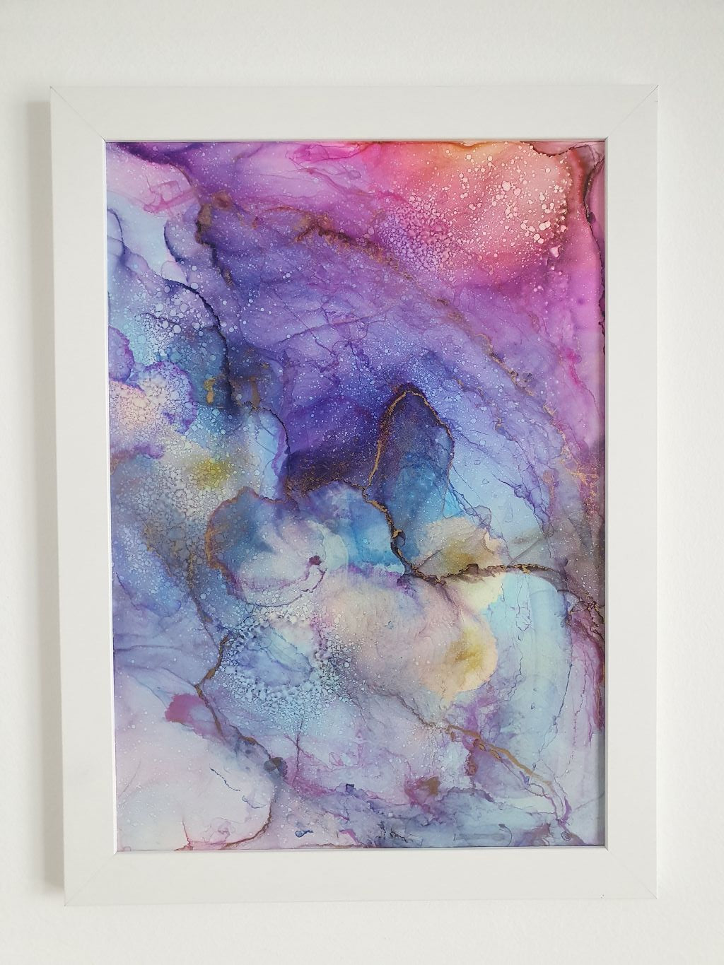 Traumwelt | Kunstwerk aus Alkoholtinte mit Goldhighlights | Kunstdruck in verschiedenen Größen