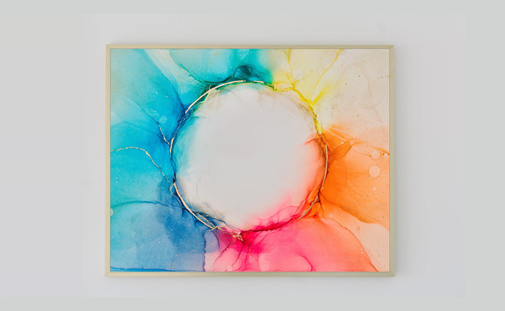 Farbfokus | Kunstwerk aus Alkoholtinte & Gold Highlights
