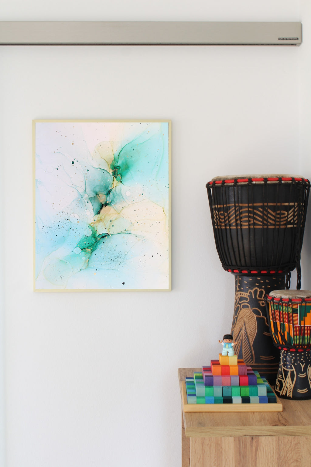 GreenSparkle | Kunstwerk aus Alkoholtinte & Gold Highlights