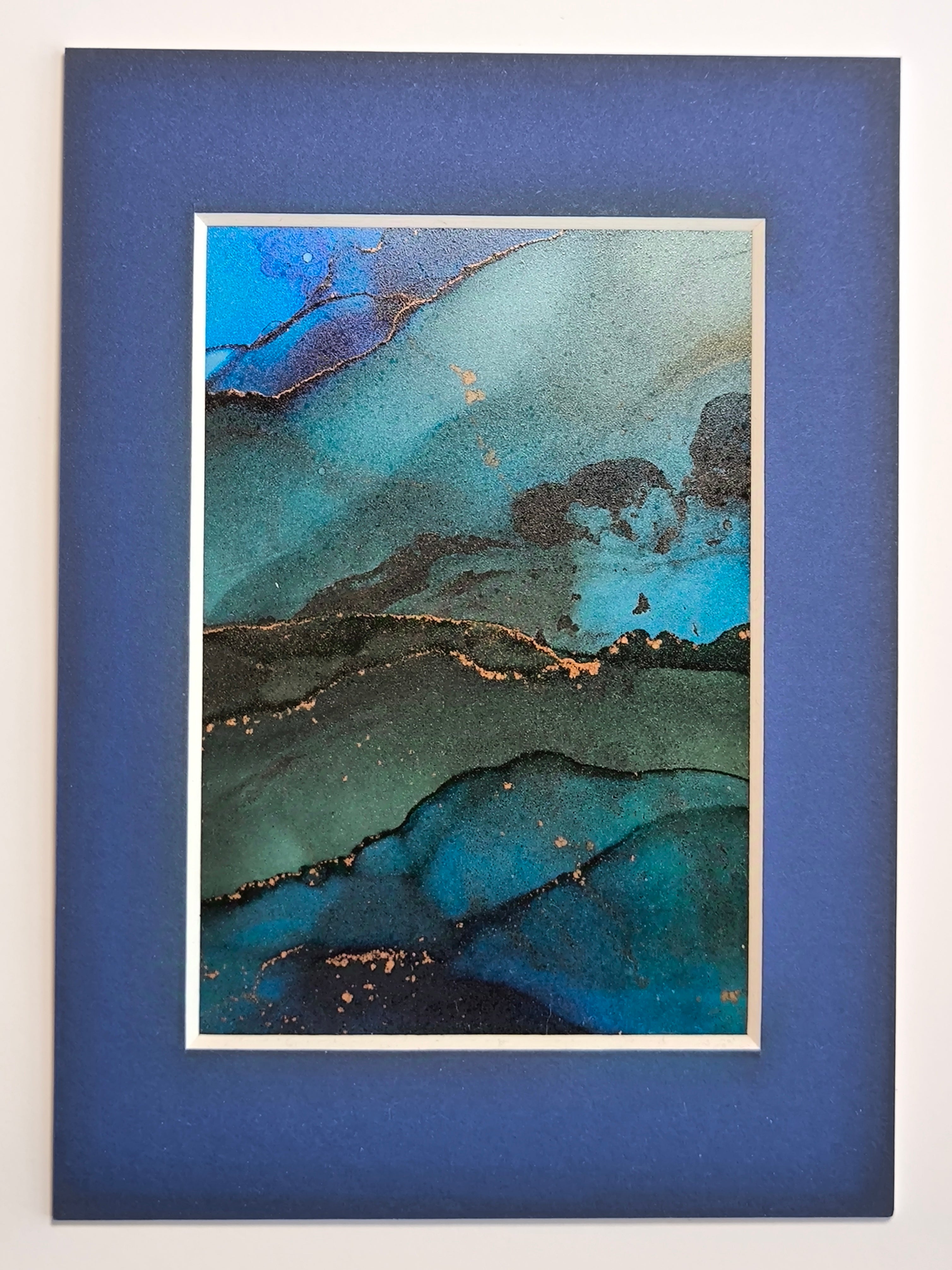 Nordlicht Serie blaues Passepartout