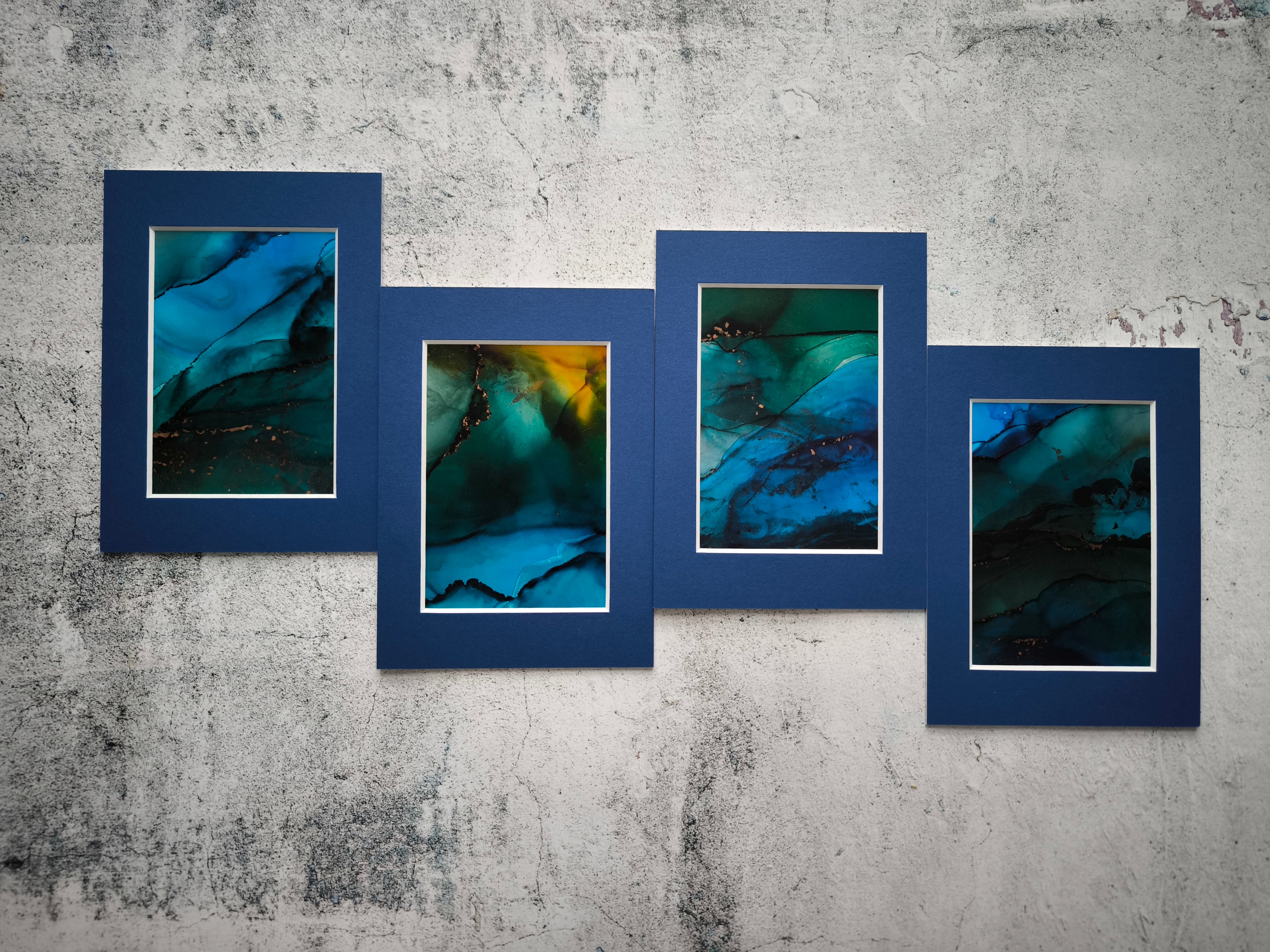 Nordlicht Serie blaues Passepartout