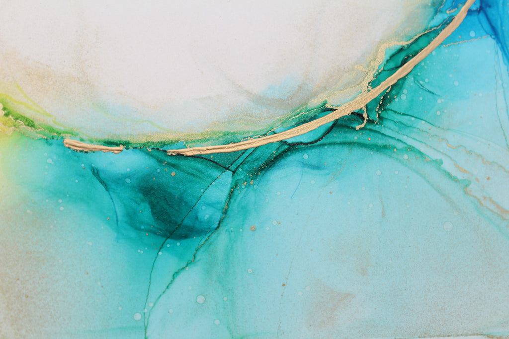 Farbfokus | Kunstwerk aus Alkoholtinte & Gold Highlights