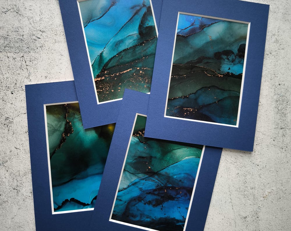 Nordlicht Serie blaues Passepartout